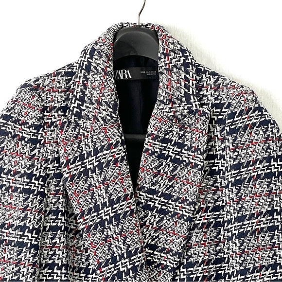 ZARA Plaid Double Breasted Tweed Blazer - Picture 4 of 14